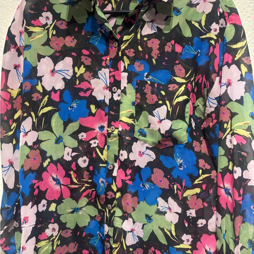 Bar III Vibrant Floral Button Down Shirt